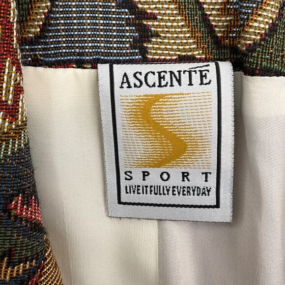 Ascente Sport Blazer Women Medium Red Green Tapestry‎ Aztec Southwestern USA VTG - Picture 7 of 13